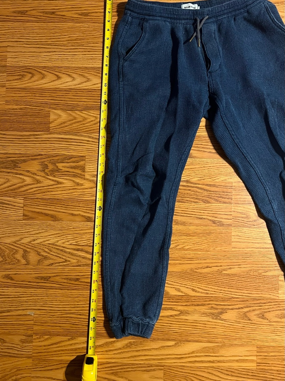 Taylor Stitch Apres Blue Waffle Knit Lounge Pants with Drawstring - Picture 4 of 6